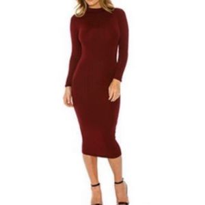 Naked Wardrobe*Dress*Long Sleeve*Burgundy*Small*
